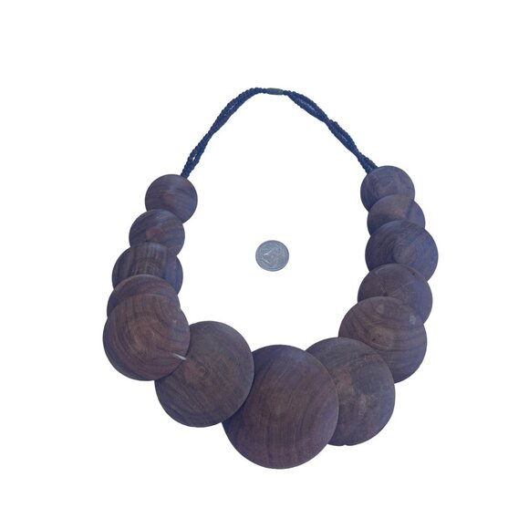 Handcrafted Wooden Beaded Necklace With Layered Circular Design - Picture 7 of 7
